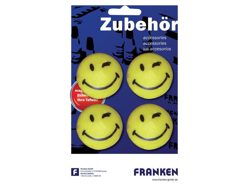 Franken Haftmagnet Happy Ø 40 mm, 4 Stück, Gelb
