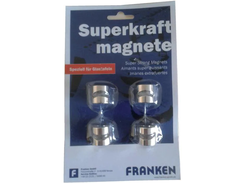 Franken Hakenmagnet Ø 16 mm x 16 mm,  4 Stück, Silber