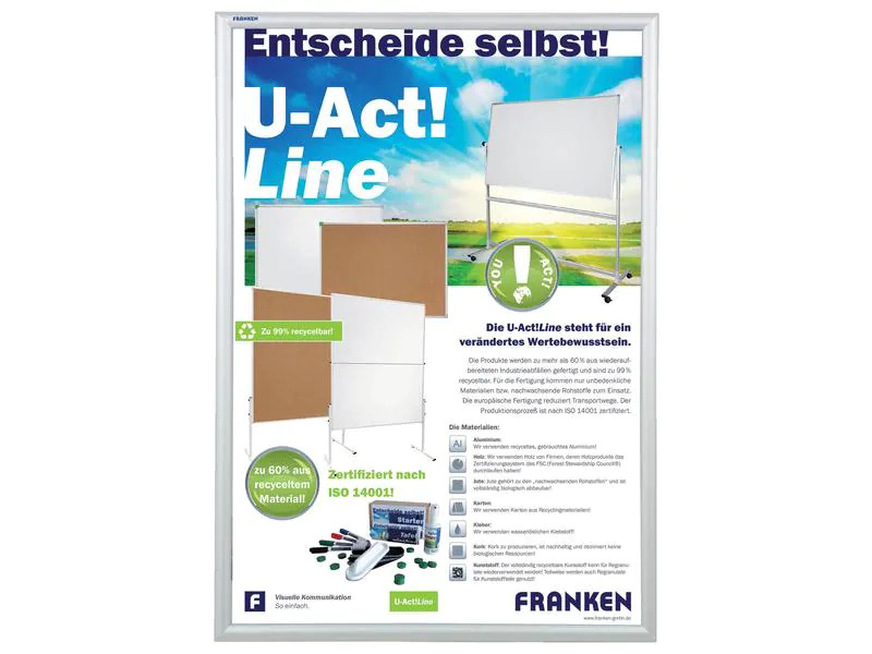 Franken Präsentationsrahmen Security Feuerfest 25 mm, A1 Silber