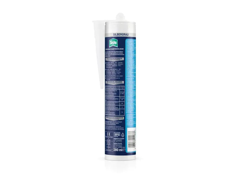 Sista Dichtmasse Bad Profi-Qualität Silikon Silbergrau, 280 ml