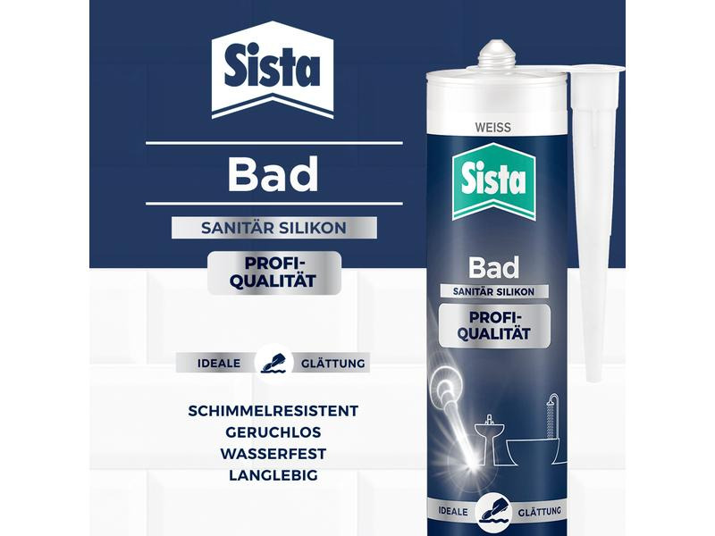Sista Dichtmasse Bad Profi-Qualität Silikon Silbergrau, 280 ml