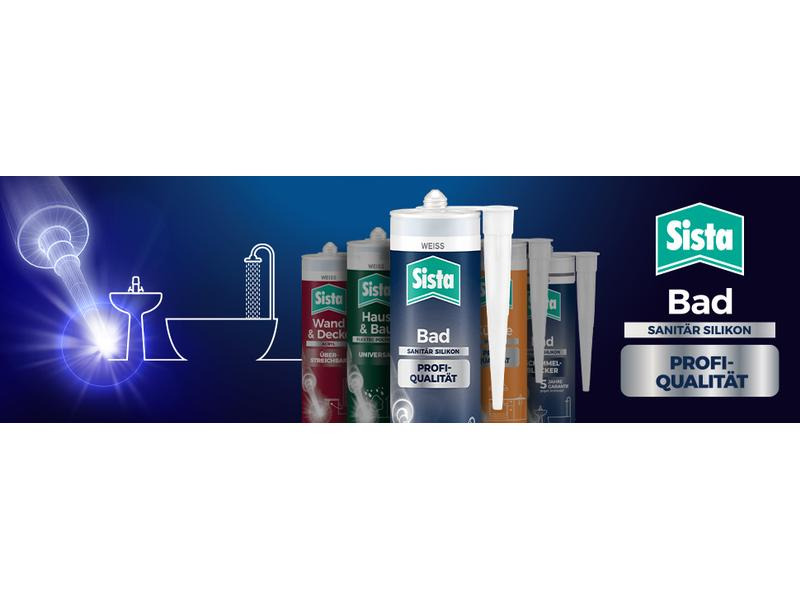 Sista Dichtmasse Bad Profi-Qualität Silikon Silbergrau, 280 ml