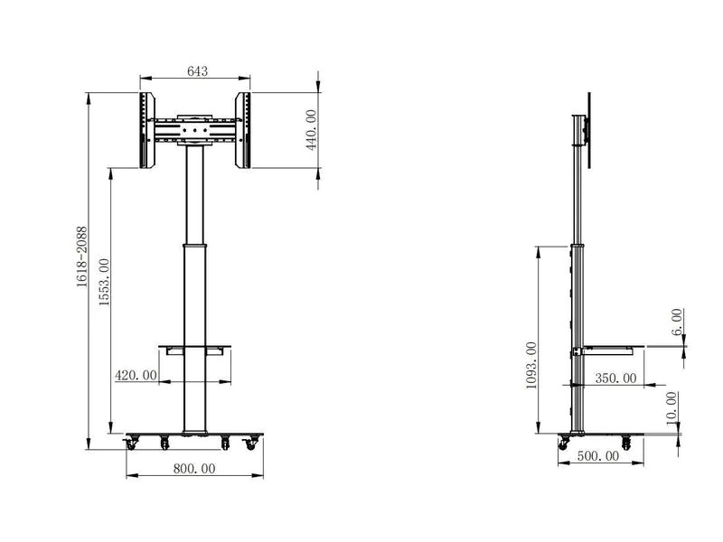 Audioraq TV-Trolley -70, VESA 200x200-600x400 Schwarz
