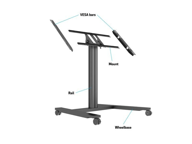 Multibrackets TV-Trolley Display Stand 110 Tilt &amp; Table Silber