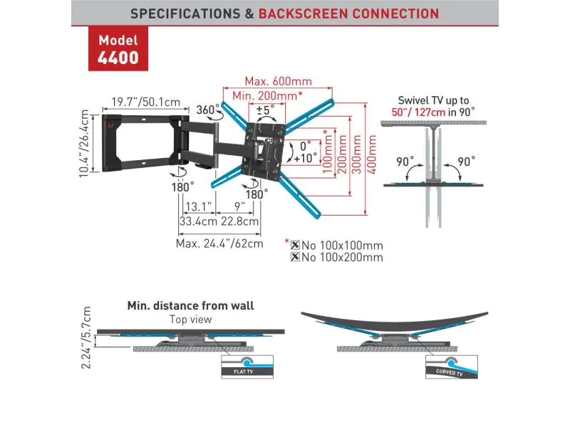 Barkan Wandhalterung WH 4400-SW Schwarz
