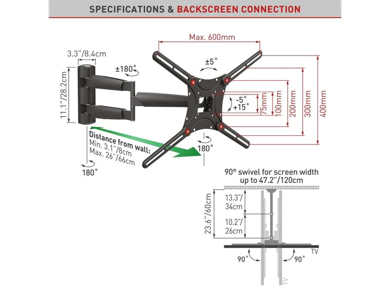 Barkan Wandhalterung WH 443-SW Schwarz