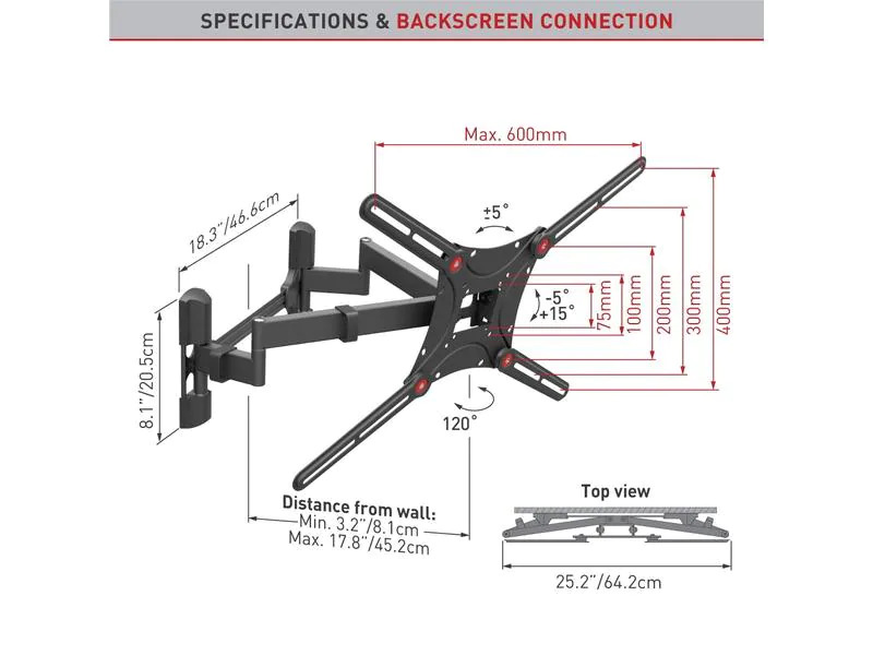 Barkan Wandhalterung WH 464-SW Schwarz