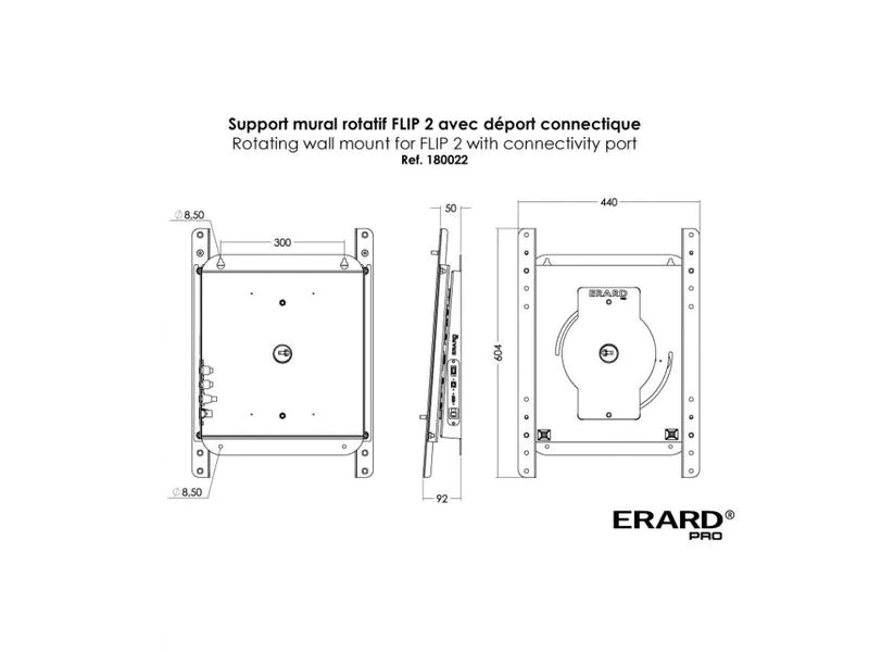 Erard Wandhalterung für Flip1+2, 50/65 Weiss