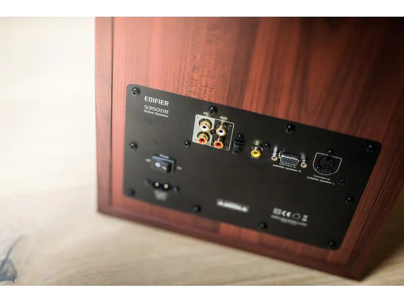 Edifier Regallautsprecher Paar S350DB mit Subwoofer Braun