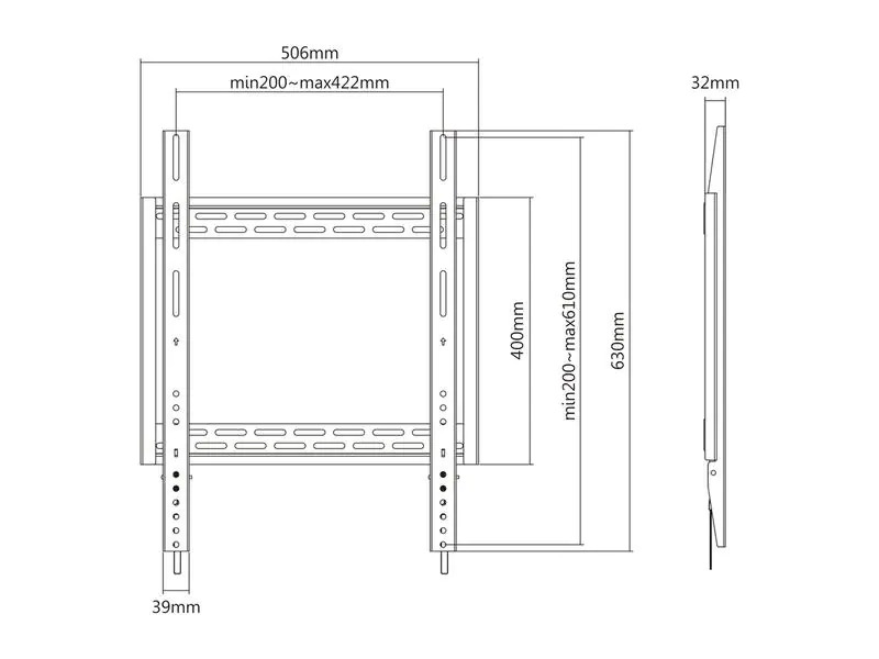 Multibrackets Wandhalterung Universal Wallmount HD P 100 kg 400 x 600