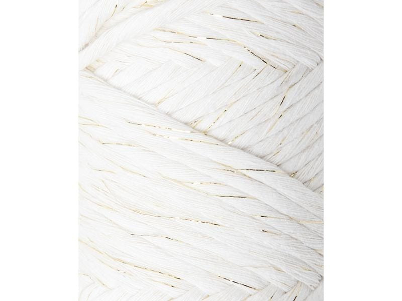 lalana Wolle Spessa 5 mm, 250 g, Crème mit goldenen Metallfäden