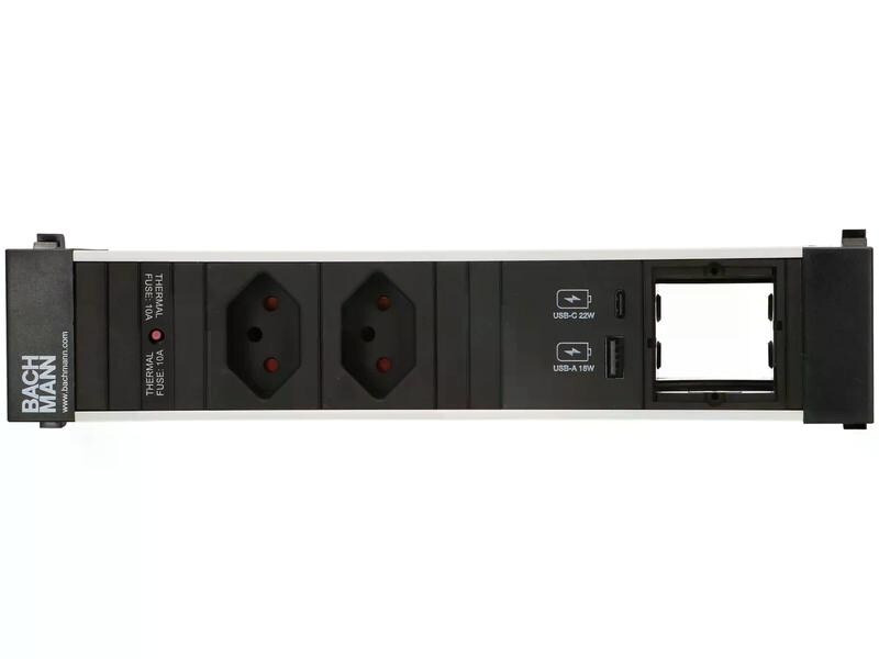 Bachmann Einbausteckerleiste POWER FRAME 2x T13, 1x USB A/C, 1x Leer