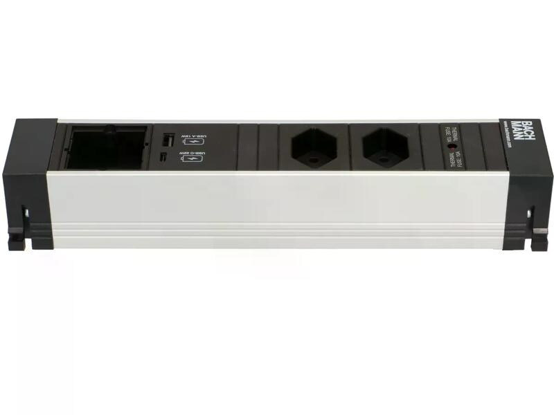 Bachmann Einbausteckerleiste POWER FRAME 2x T13, 1x USB A/C, 1x Leer