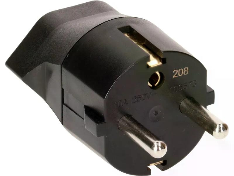 Max Hauri Fixadapter Schuko auf T13, Schwarz