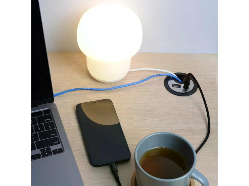Max Hauri USB-Ladesteckdose USB A+C mit Kabeldurchführung, Silber