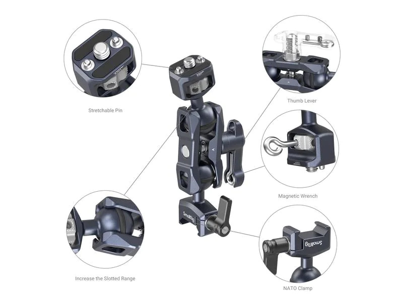 Smallrig Magic Arm with Dual Ball Heads (1/4-20 + NATO Clamp)