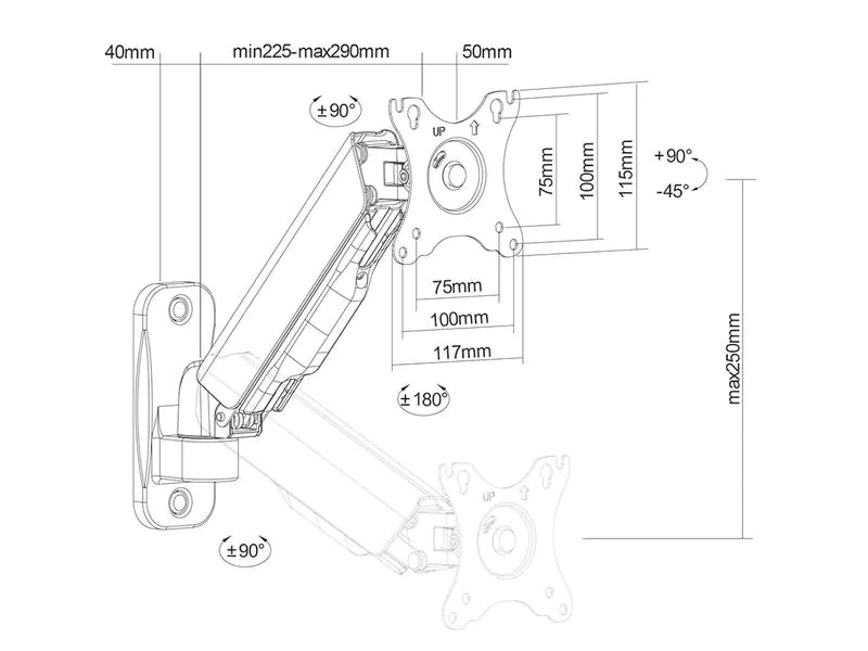 Neomounts by NewStar Wandhalterung WL70-440BL11 Schwarz