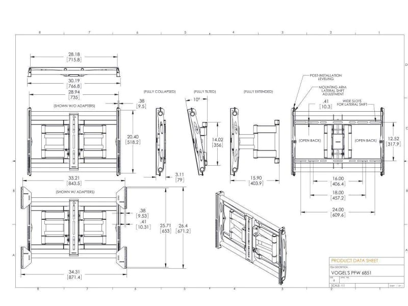 Vogel's Wandhalterung PFW 6851 Schwarz