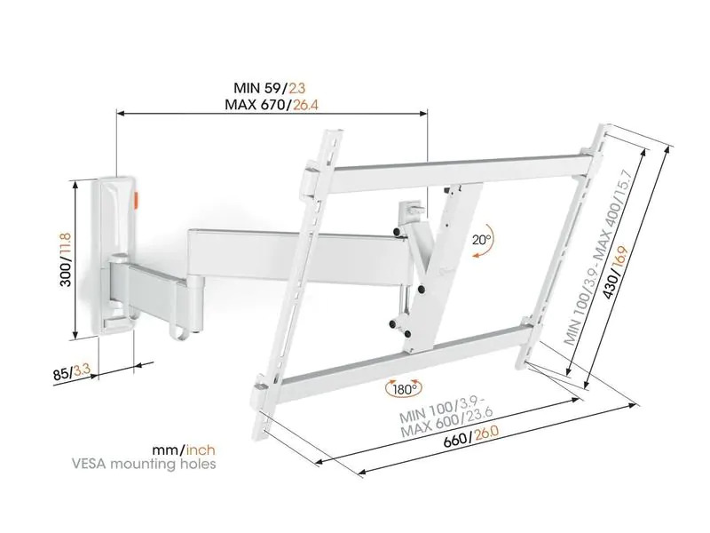 Vogel's Wandhalterung TVM 3645 Weiss