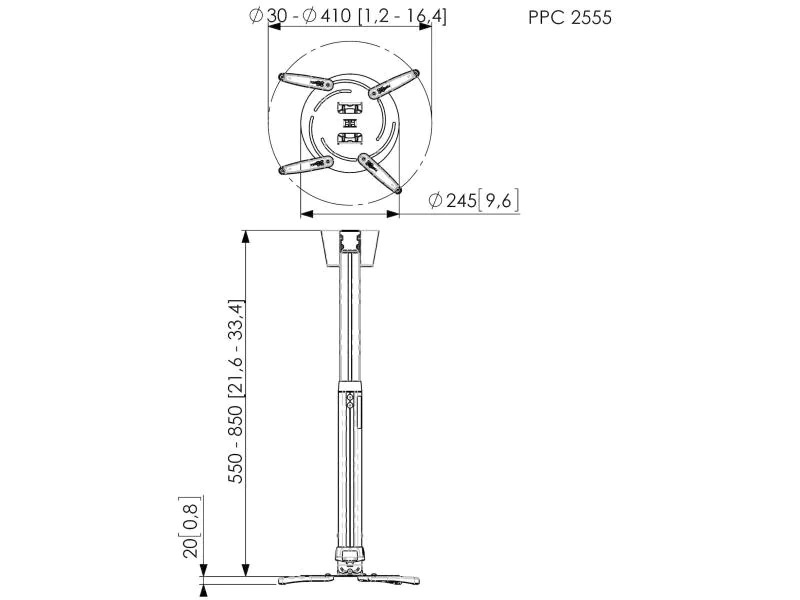 Vogel's Deckenhalterung PPC 2555 Silber