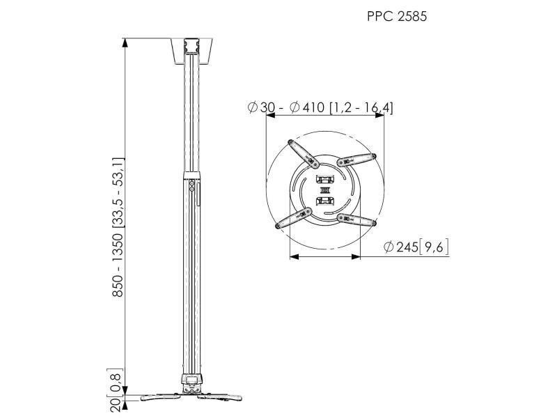 Vogel's Deckenhalterung PPC 2585 Silber