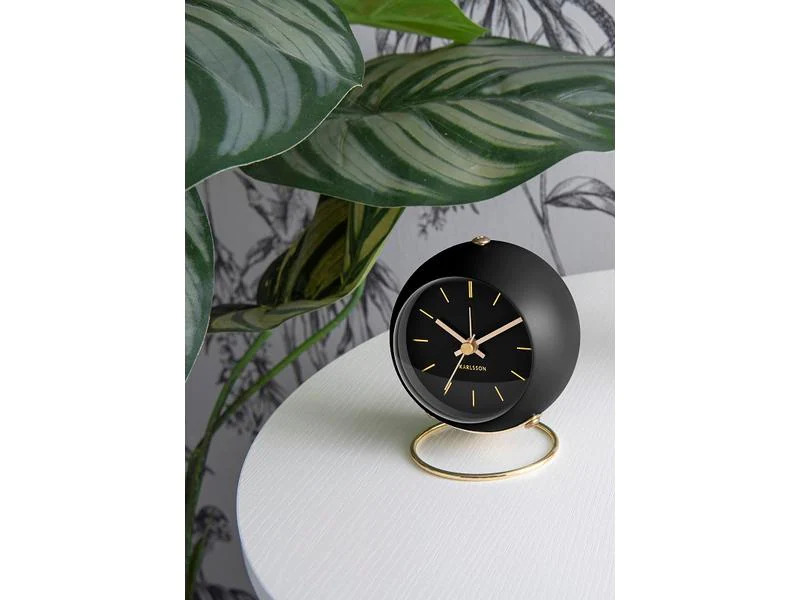 KARLSSON Klassischer Wecker Globe Schwarz
