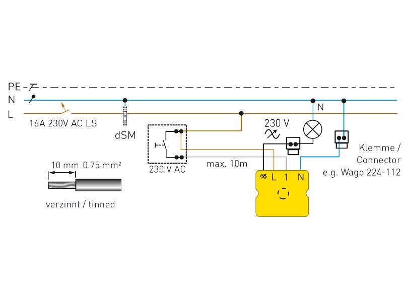 digitalSTROM Licht Tasterklemme Dimmer GE-TKM300 150W