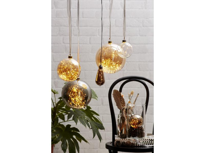 Star Trading Weihnachtskugel Glow, 15 LED, Ø 10 cm, Anthrazit