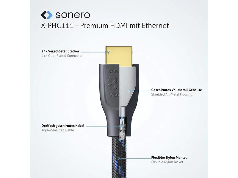 sonero Kabel Ultra High Speed HDMI 2.1 8K HDMI - HDMI, 0.5 m
