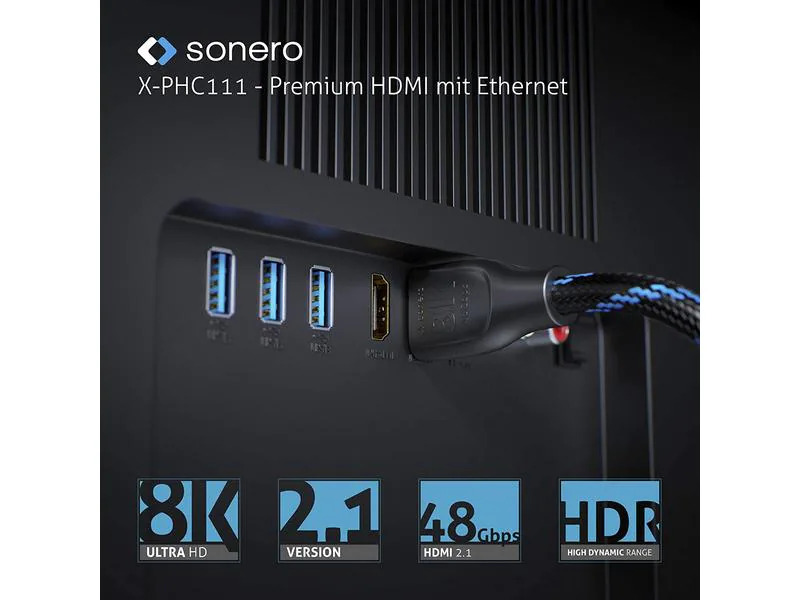 sonero Kabel Ultra High Speed HDMI 2.1 8K HDMI - HDMI, 0.5 m