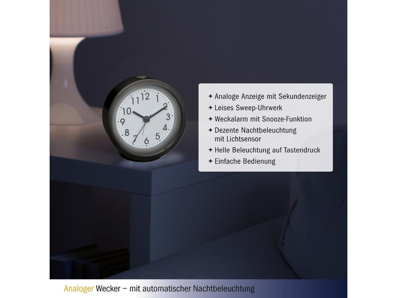 TFA Dostmann Analoger Wecker Schwarz
