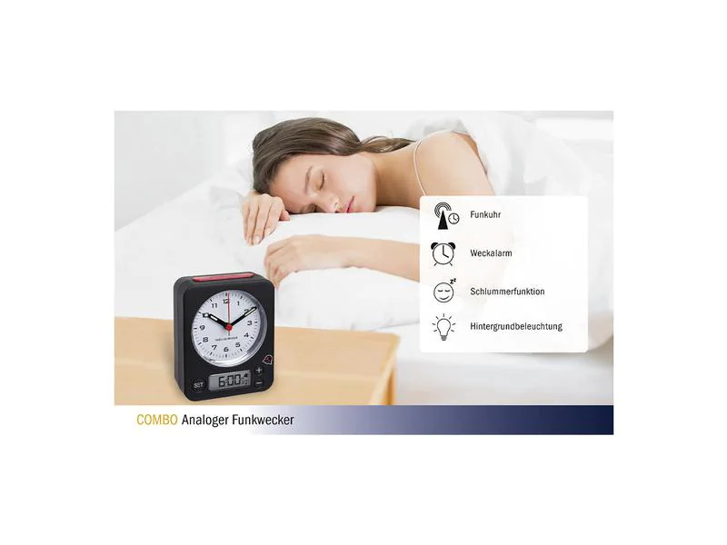 TFA Dostmann Funkwecker COMBO Farbe: Gelb, Schwarz