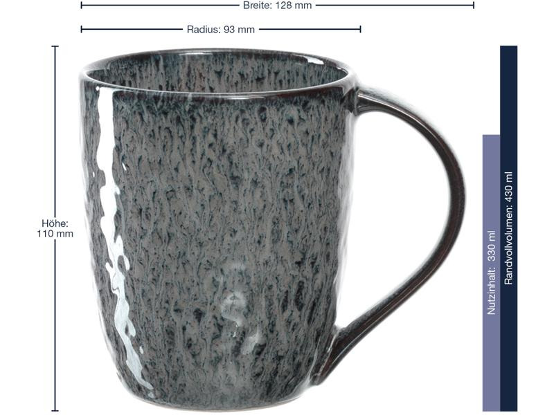 Leonardo Cappuccinotasse Matera 0.43 l, 6 Stück, Schwarz