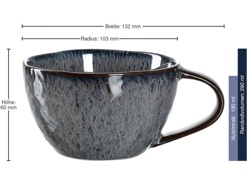 Leonardo Kaffeetasse Matera 0.29 l, 4 Stück, Schwarz