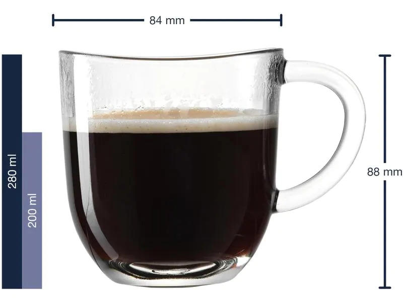 Leonardo Kaffeetasse Napoli 280 ml , 6 Stück, Transparent