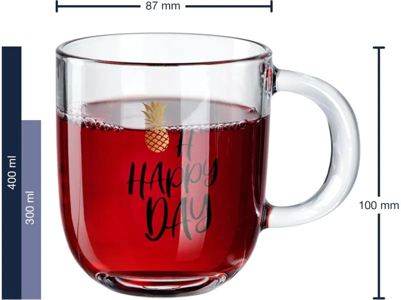 Leonardo Kaffeetasse Napoli Oh Happy 400 ml , 1 Stück, Transparent