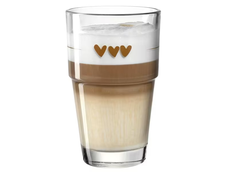 Leonardo Latte Macchiato-Glas Solo Herz 410 ml, 6 Stück, Transparent