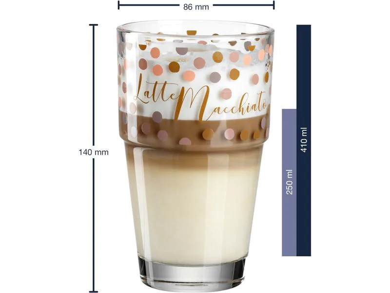 Leonardo Latte Macchiato-Glas Solo mit Punkten 410 ml, 6 Stück