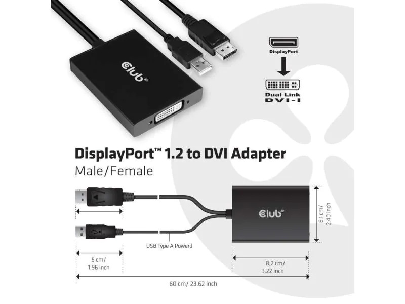 Club 3D Adapter DisplayPort - DVI-I Aktiv