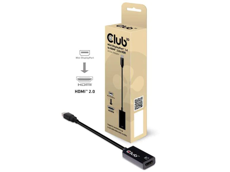 Club 3D Adapter Mini DP 1.4 - HDMI 2.0 HDR, 4K aktiv