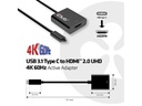 Club 3D Adapter USB 3.1 Type-C - HDMI 2.0 UHD 4K60Hz, Aktiv
