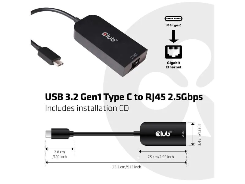 Club 3D Adapter USB 3.2 Gen1 Type C auf RJ45 2.5Gbps