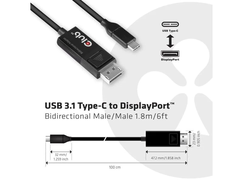 Club 3D Adapter USB Type-C - Dual Link DVI-I, Aktiv