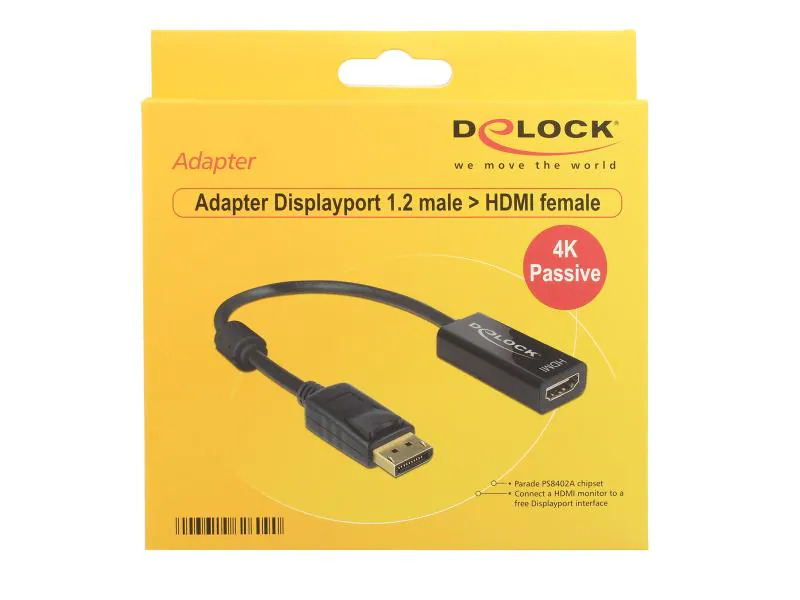Delock Adapter DisplayPort - HDMI passiv, 4K/30Hz, schwarz
