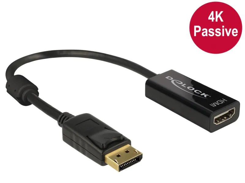 Delock Adapter DisplayPort - HDMI passiv, 4K/30Hz, schwarz