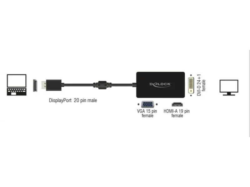 Delock Adapter DisplayPort - HDMI/DVI-I/VGA