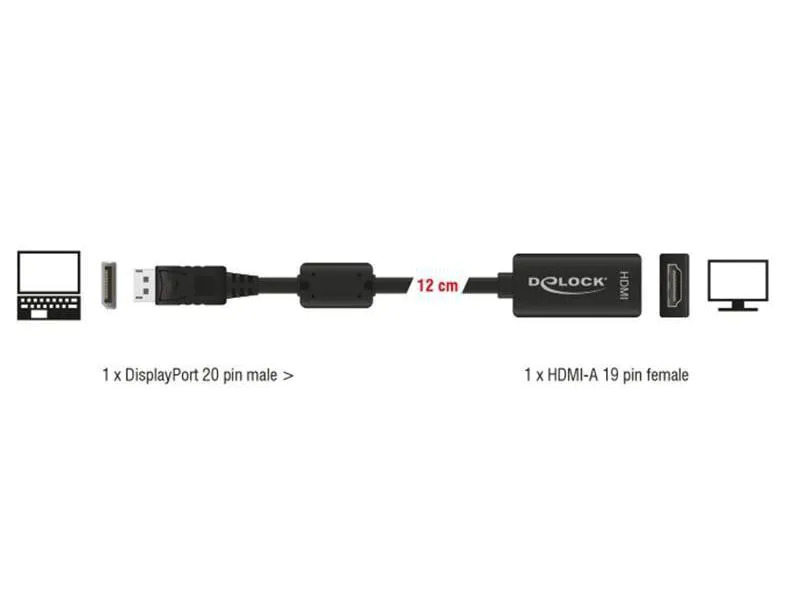 Delock Adapter Displayport - HDMI Schwarz