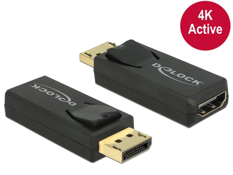 Delock Adapter Displayport - HDMI aktiv, 4K, schwarz