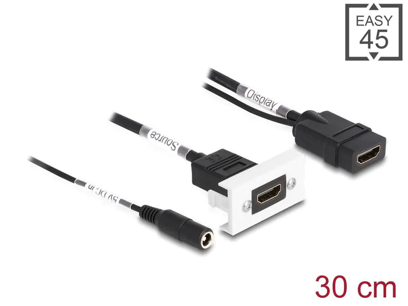 Delock Adapter Easy45 4K60Hz HDMI-A - HDMI-A/Strombuchse