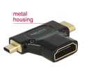 Delock Adapter HDMI-A - Micro-HDMI (HDMI-D)/Mini-HDMI (HDMI-C)